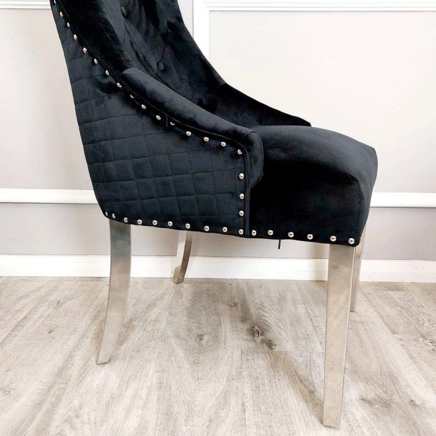 Bentley Dining Chair with Lion Knocker & Quilted Back - Furniture Network