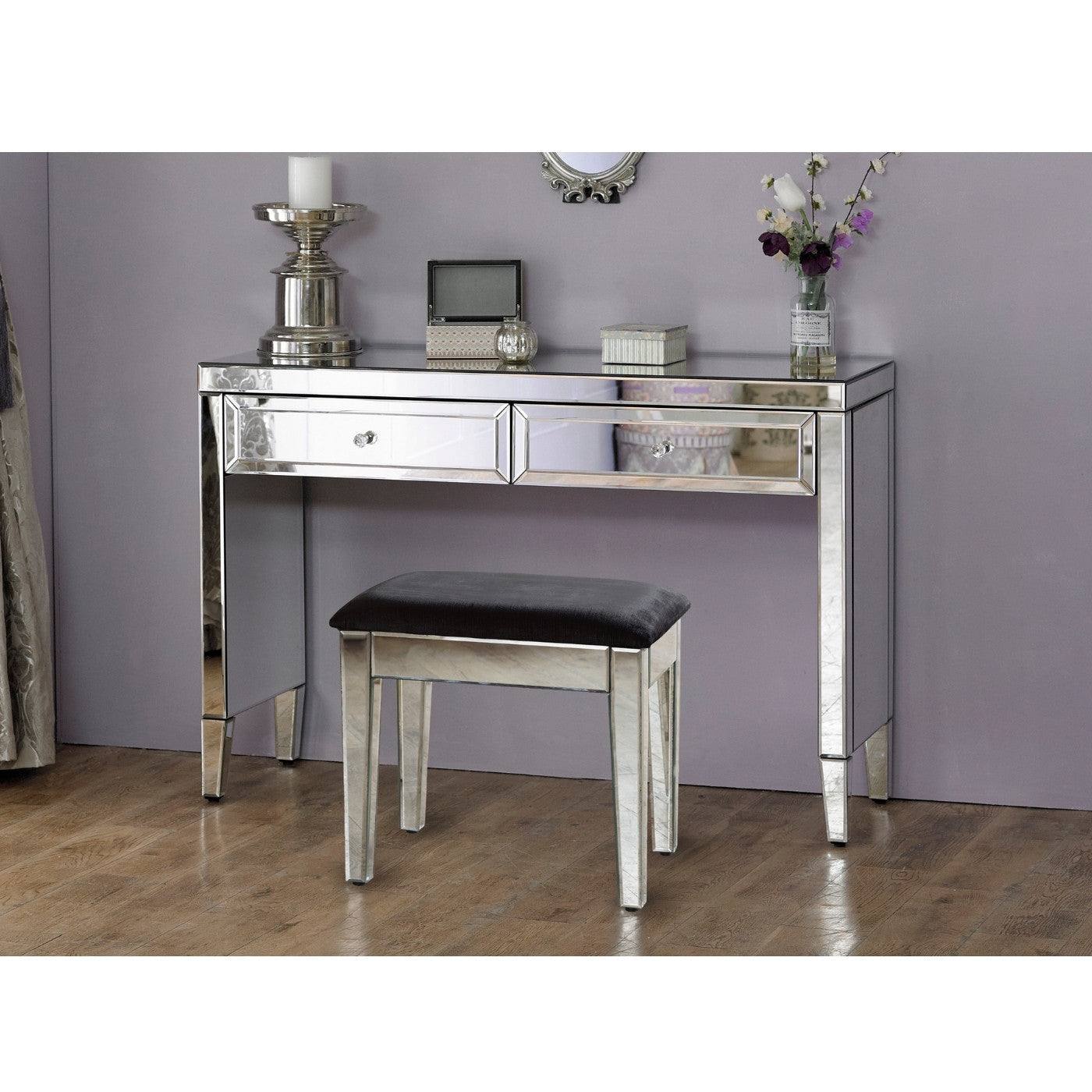 Valencia Mirrored Dressing Table Stool - Furniture Network