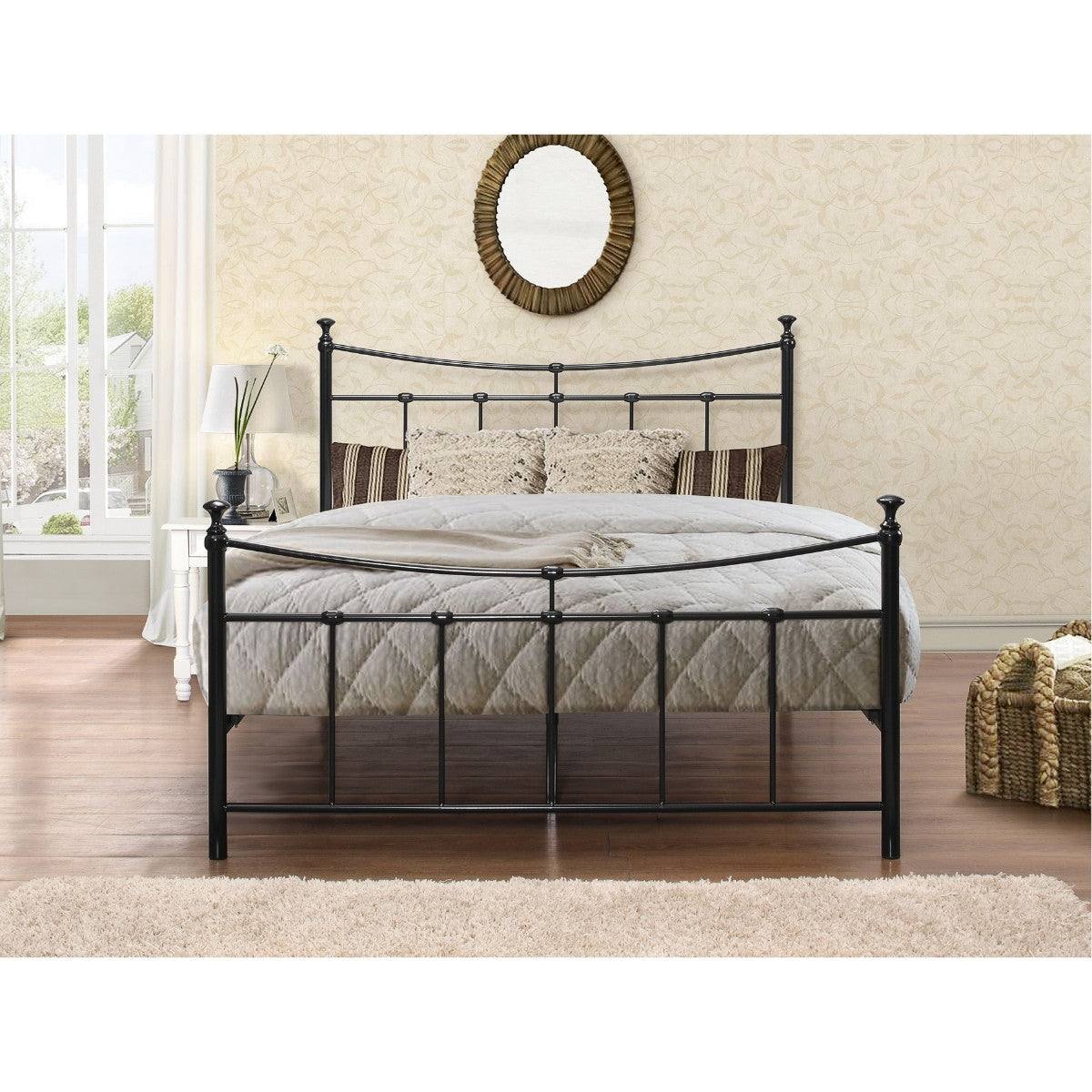 Emily Cream or Black Metal Bed - Single, Queen, Double - Furniture Network