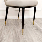 Etta Beige Leather Dining Chair with Black & Gold Feet - Furniture Network