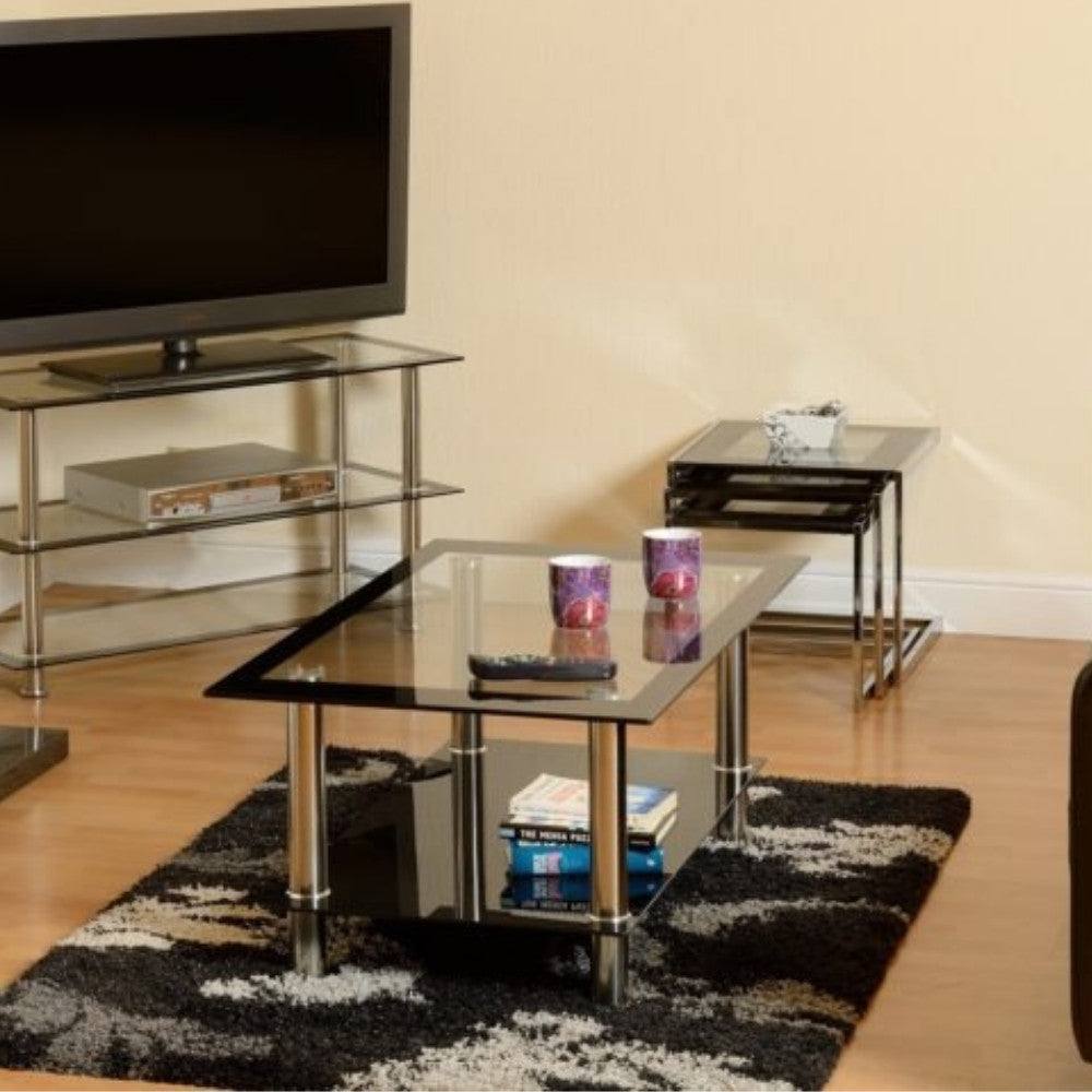 Harlequin Black Glass Coffee Table - Furniture Network