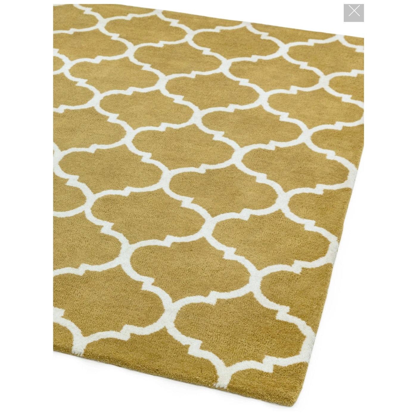 Albany Contemporary Wool Rug in Mustard, Beige, Green, Black, Blue - Furniture Network