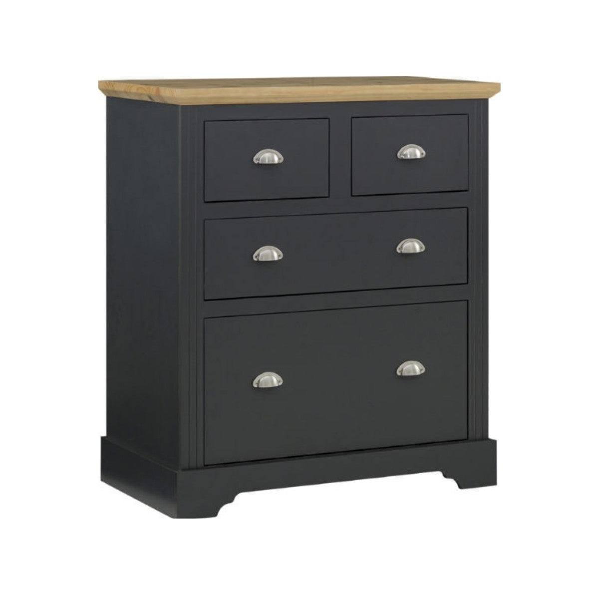 Toledo 2+2 Drawer Chest in White or Black with Oak Effect Top - Furniture Network