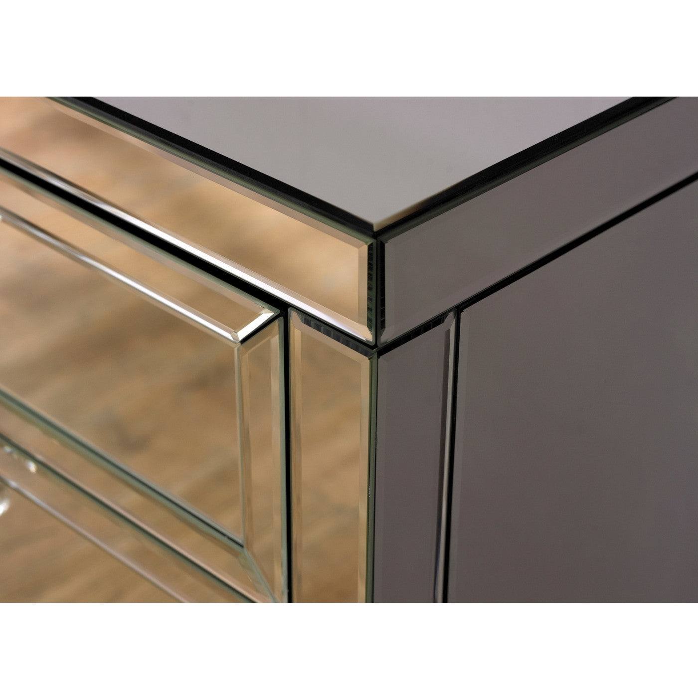 Valencia 3 Drawer Mirrored Glass Bedside - Furniture Network