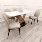 Orion Gold Dining Table with Polar White Sintered Stone Top - Furniture Network