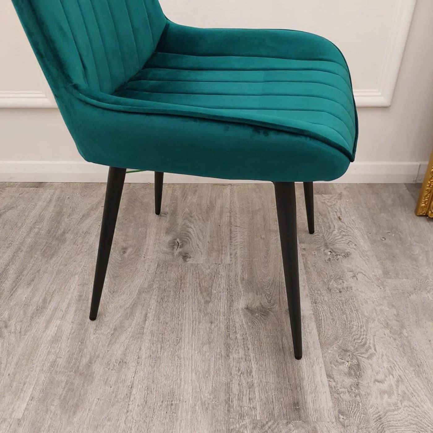 Dido Velvet Dining Chair - Teal Blue, Green, Black, Cream - Furniture Network