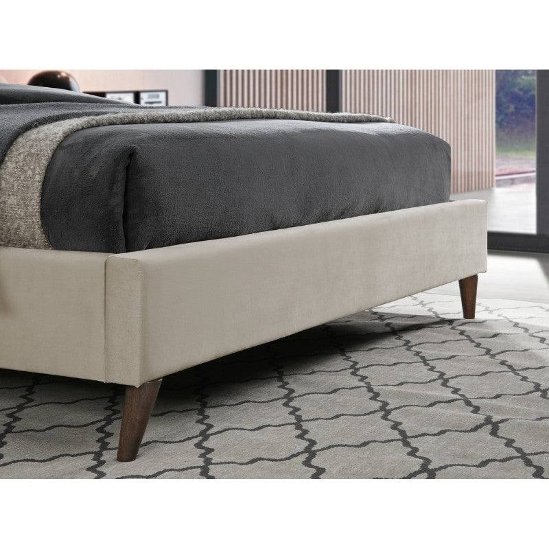 Elm Cream Velvet Fabric Bed - Queen, Double, King - Furniture Network