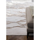 Aurora Linea Metallic Abstract Rug in Cream & Rose Gold - Furniture Network