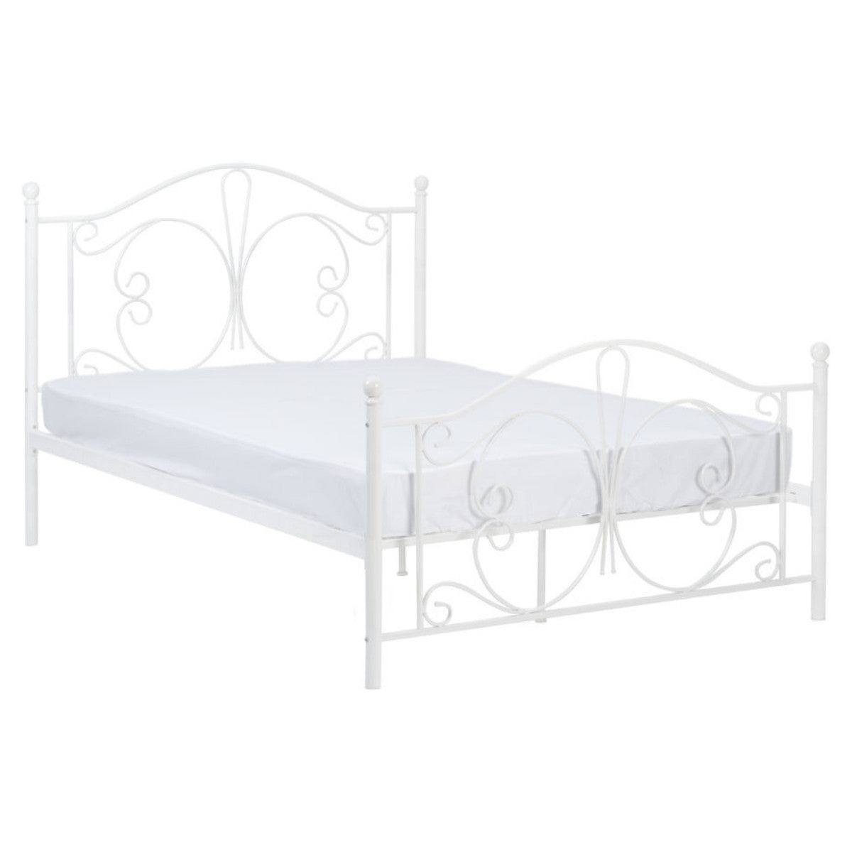 Annabel White Butterfly Metal Bed - Single, Double - Furniture Network