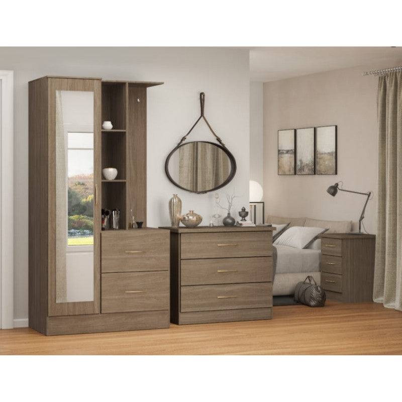 Nevada 1 Door Open Shelf Mirrored Wardrobe - Furniture Network