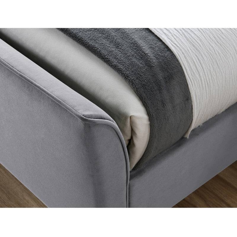 Clover Grey Velvet Fabric Bed - Queen, Double, King - Furniture Network