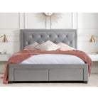 Woodbury Grey Velvet Fabric Storage Bed - Double, King, Super King - Furniture Network