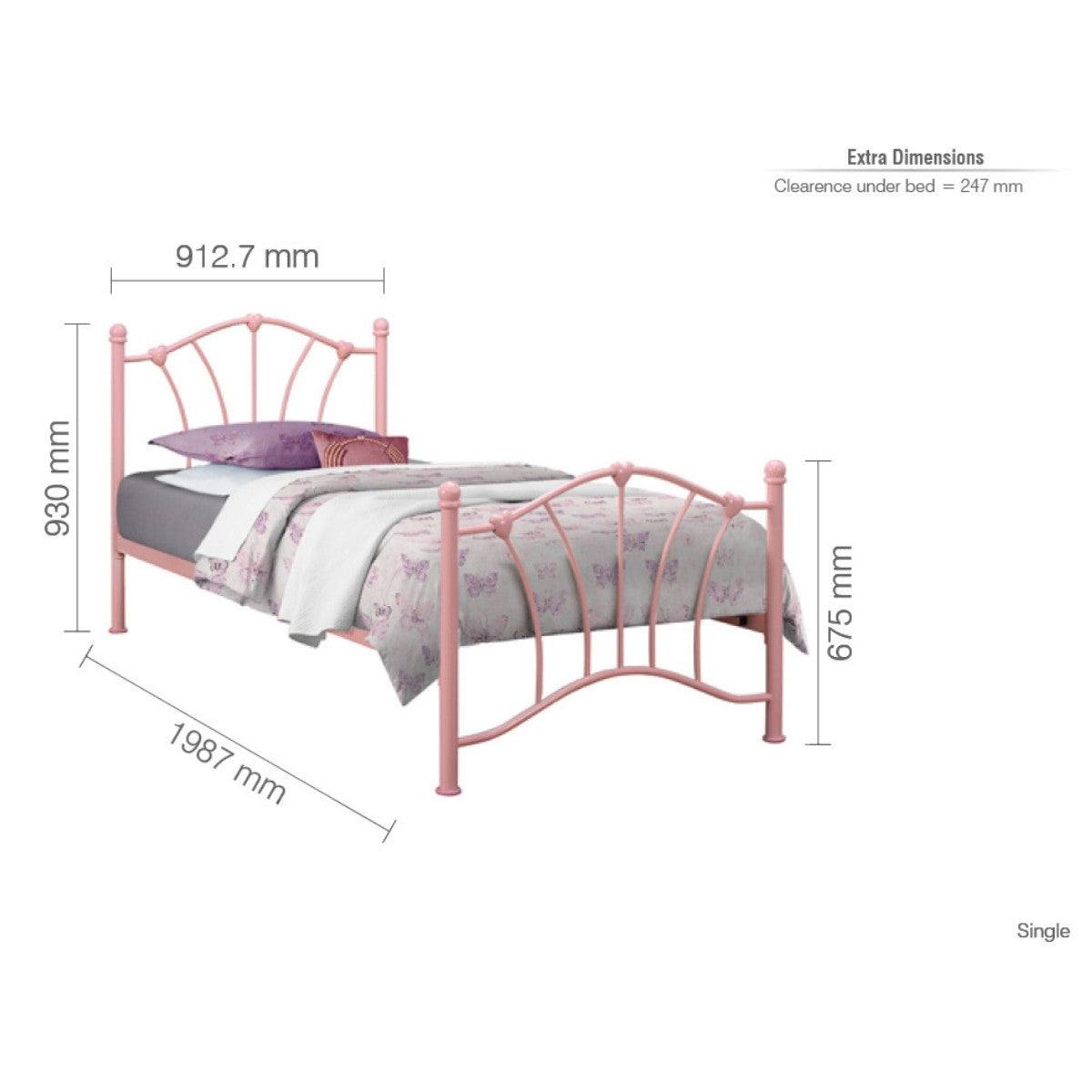 Sophia Pink or Cream Single Metal Bed - Furniture Network