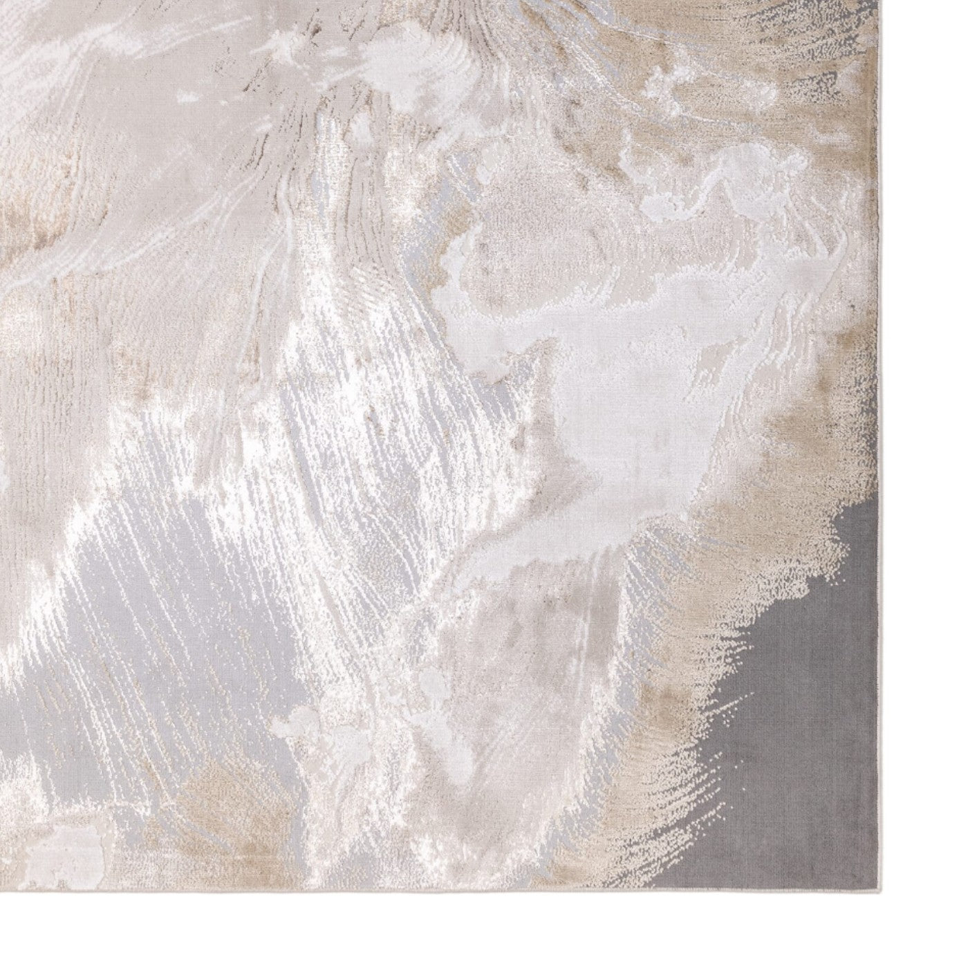 Aurora Etch Metallic Abstract Rug in Grey & Beige - Furniture Network