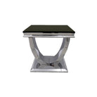 Arial Marble or Glass Lamp Table with Curved Stainless Steel Base - Furniture Network