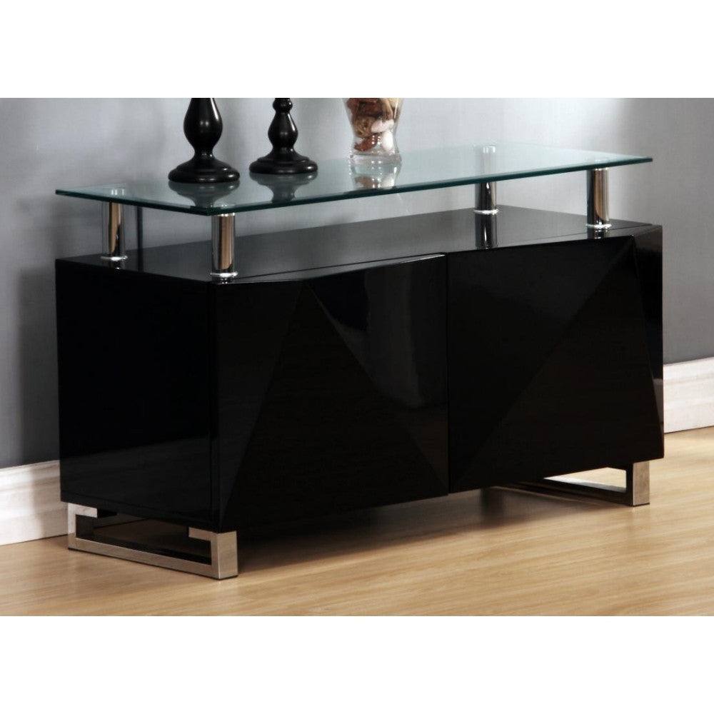 Rowley Black High Gloss Sideboard with 2 Doors - Furniture Network