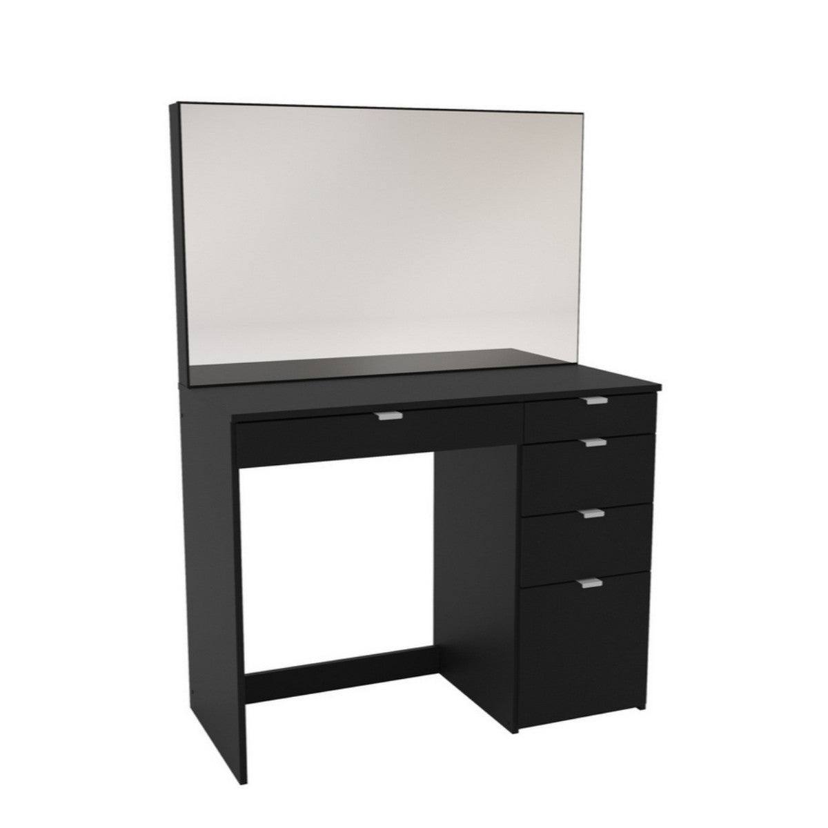 Ava 5 Drawer Dressing Table with Mirror - White or Black - Furniture Network