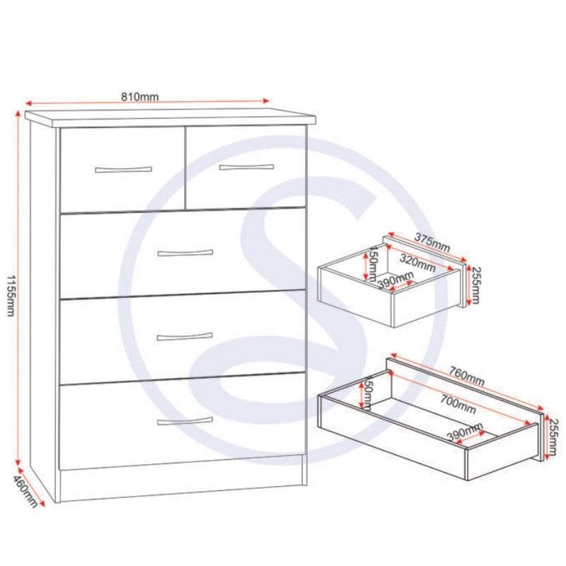 Nevada 3+2 Drawer Chest - Furniture Network