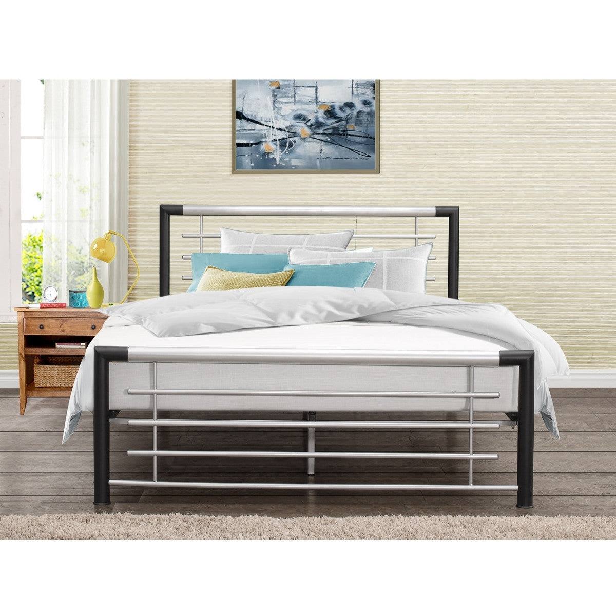 Faro Grey Metal Bed - Single, Queen, Double - Furniture Network