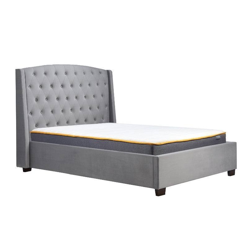 Balmoral Bed in Grey Velvet Fabric - Double, King, Super King - Furniture Network