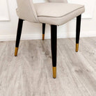 Astra Open Back Beige Leather Dining Chair with Black & Gold Feet - Furniture Network