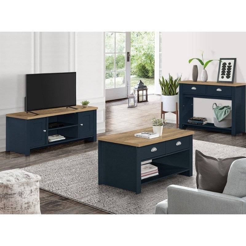 Highgate Large TV Stand - Navy, Cream, Grey - Furniture Network