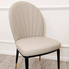 Etta Beige Leather Dining Chair with Black & Gold Feet - Furniture Network