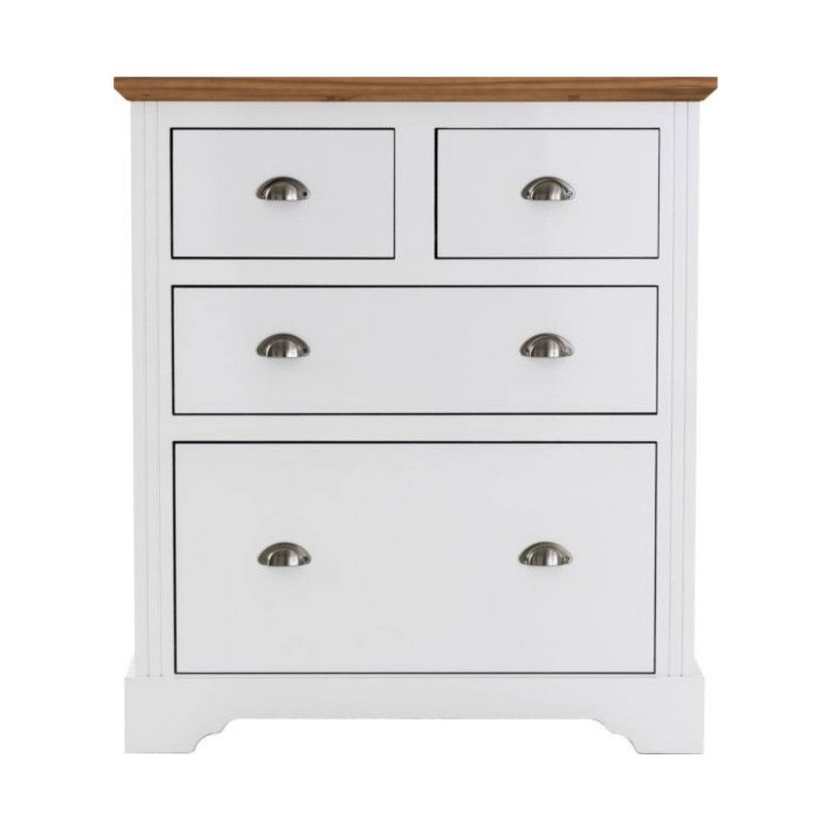 Toledo 2+2 Drawer Chest in White or Black with Oak Effect Top - Furniture Network