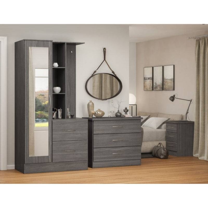 Nevada 1 Door Open Shelf Mirrored Wardrobe - Furniture Network