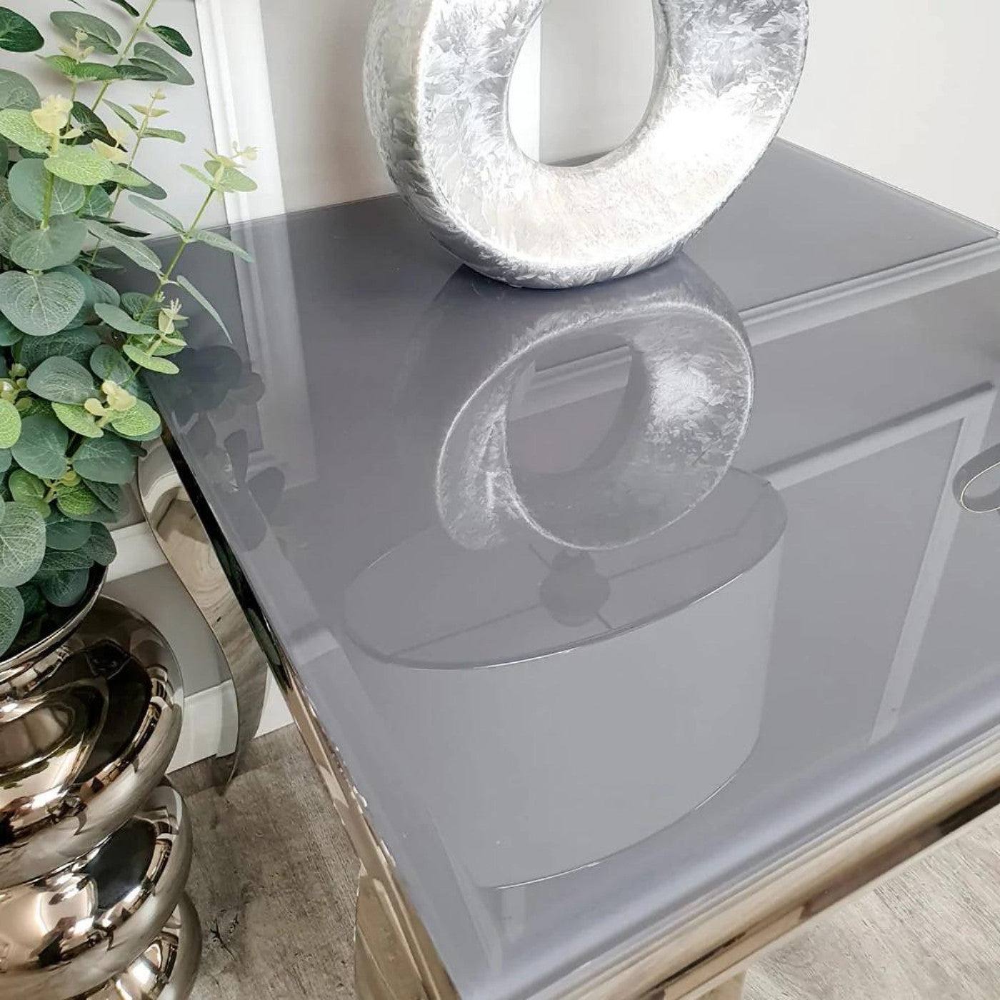 Louis Marble or Glass Lamp Table with Stainless Steel Legs - Furniture Network