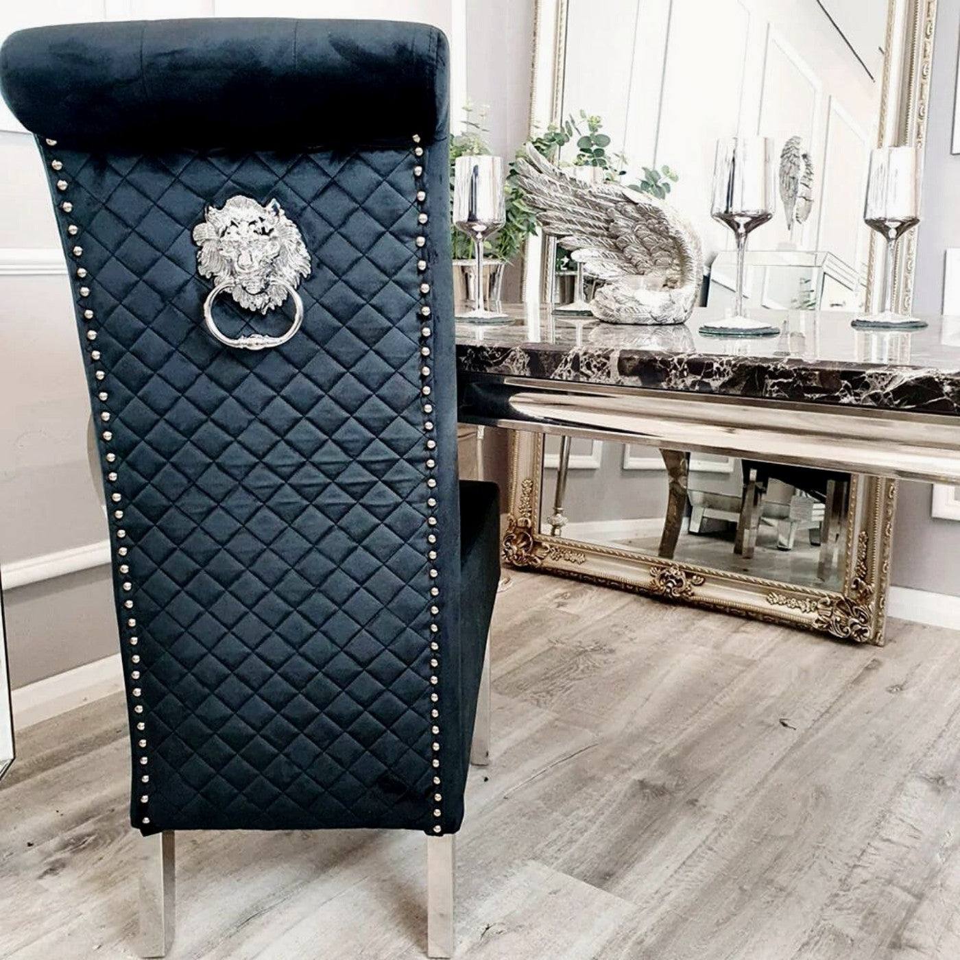 Emma Dining Chair with Lion Knocker & Quilted Back - Furniture Network