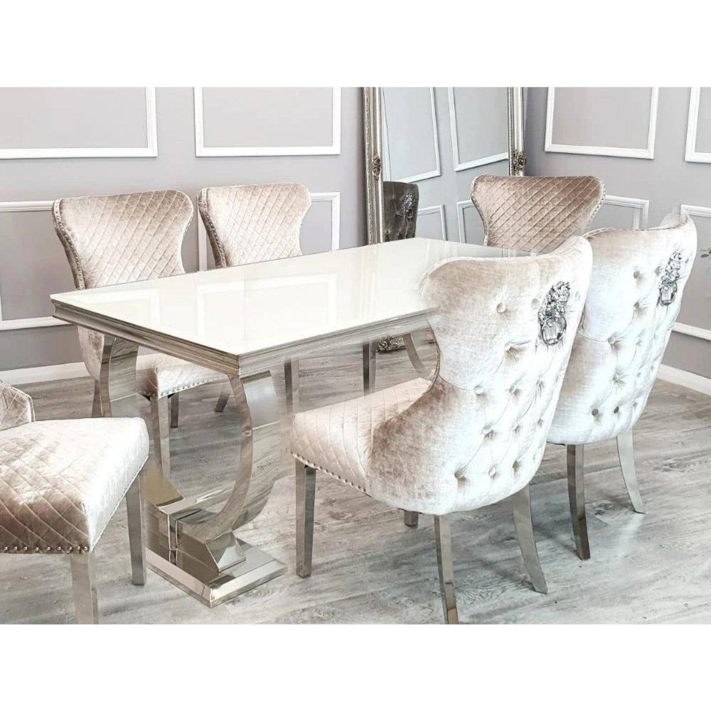 Arriana Dining Table - White, Grey, or Black Marble Effect or Glass - Furniture Network