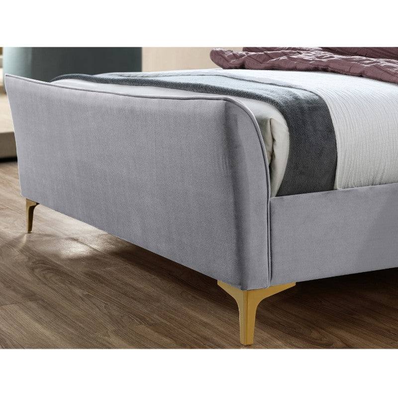 Clover Grey Velvet Fabric Bed - Queen, Double, King - Furniture Network