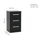 High-Gloss Lynx 3 Drawer Bedside in Grey, Black, White, Brown, Silver - Furniture Network