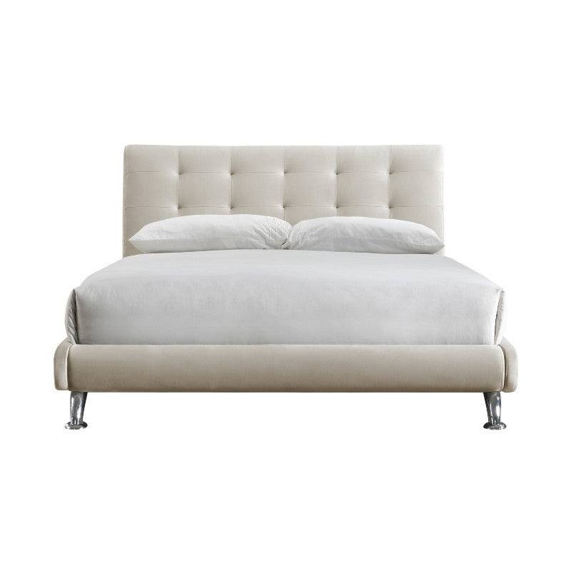 Hemlock Cream Velvet Fabric Bed - Queen, Double, King - Furniture Network