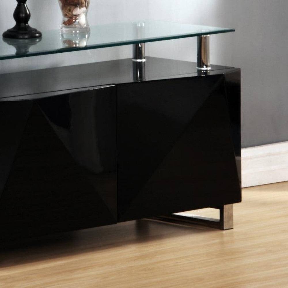 Rowley Black High Gloss Sideboard with 2 Doors - Furniture Network