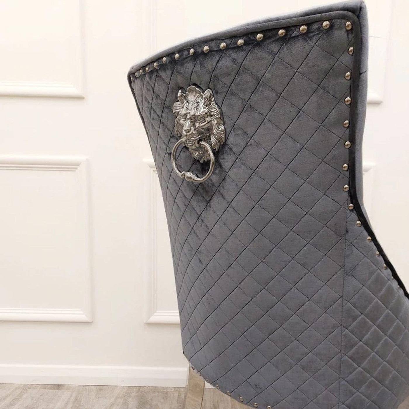 Bentley Dining Chair with Lion Knocker & Quilted Back - Furniture Network