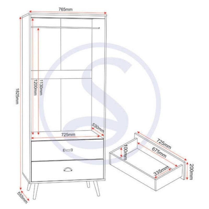 Nordic 2 Door 2 Drawer Wardrobe in Black - Furniture Network