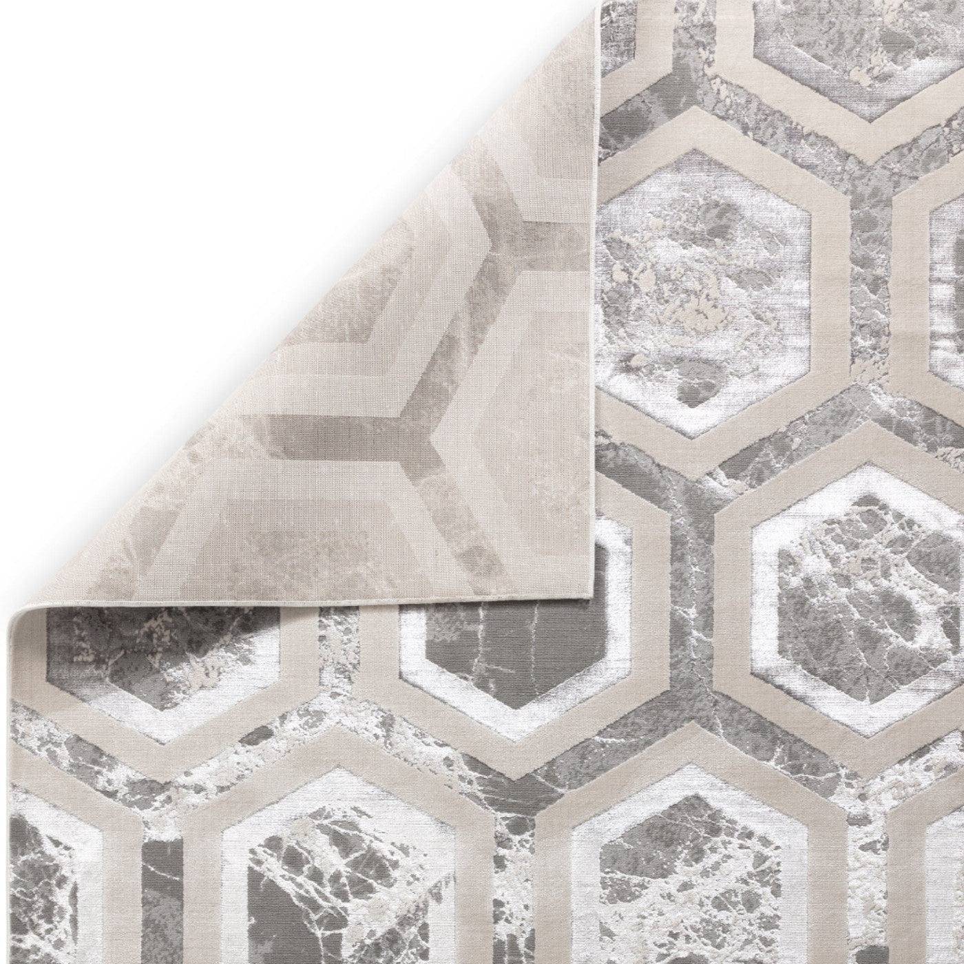 Aurora Crystal Metallic Silver Rug - Abstract & Geometric - Furniture Network