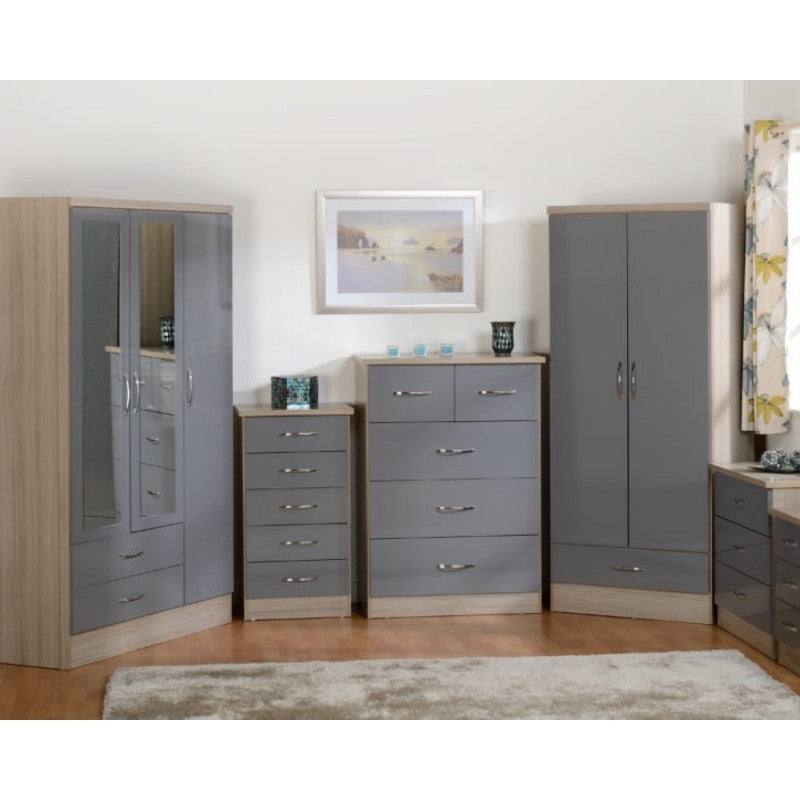 Nevada 3 Door 2 Drawer Mirrored Wardrobe - Furniture Network