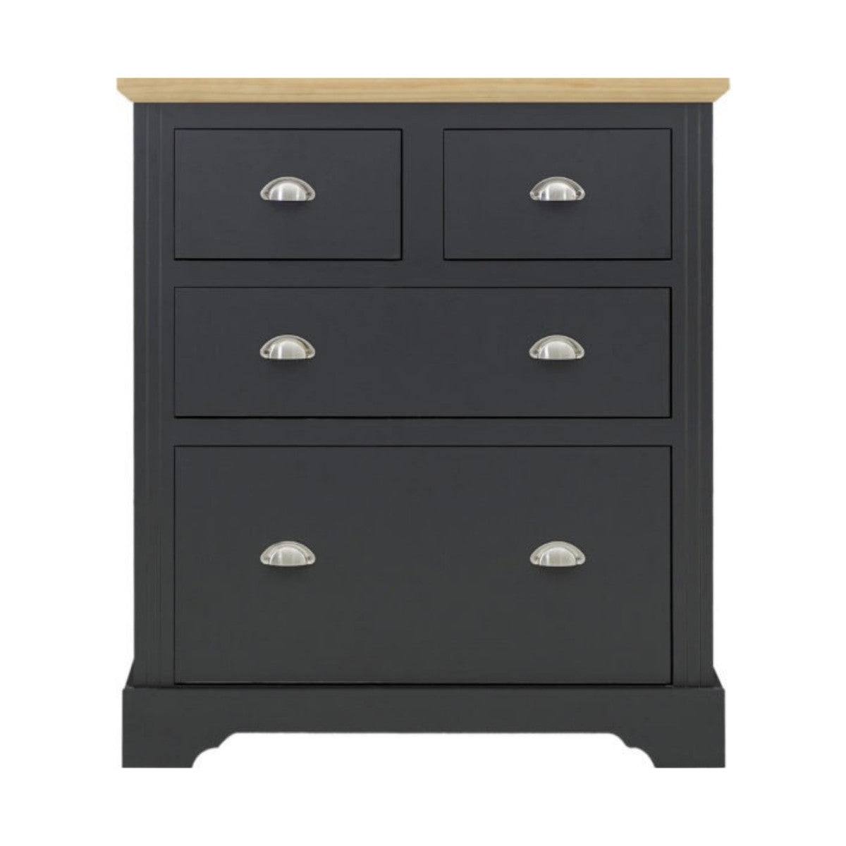 Toledo 2+2 Drawer Chest in White or Black with Oak Effect Top - Furniture Network