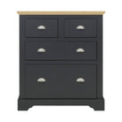 Toledo 2+2 Drawer Chest in White or Black with Oak Effect Top - Furniture Network