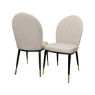 Etta Beige Leather Dining Chair with Black & Gold Feet - Furniture Network