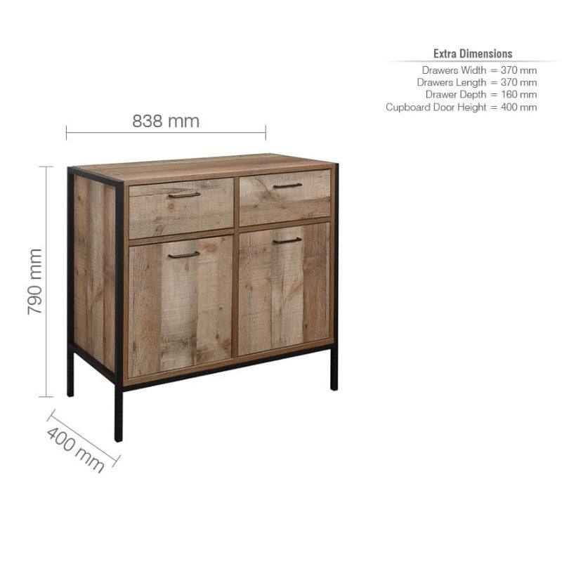 Urban 2 Door 2 Drawer Sideboard, Rustic Wood - Furniture Network