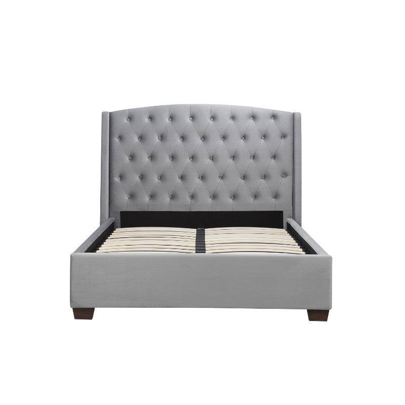 Balmoral Bed in Grey Velvet Fabric - Double, King, Super King - Furniture Network