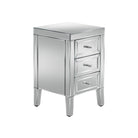 Valencia 3 Drawer Mirrored Glass Bedside - Furniture Network