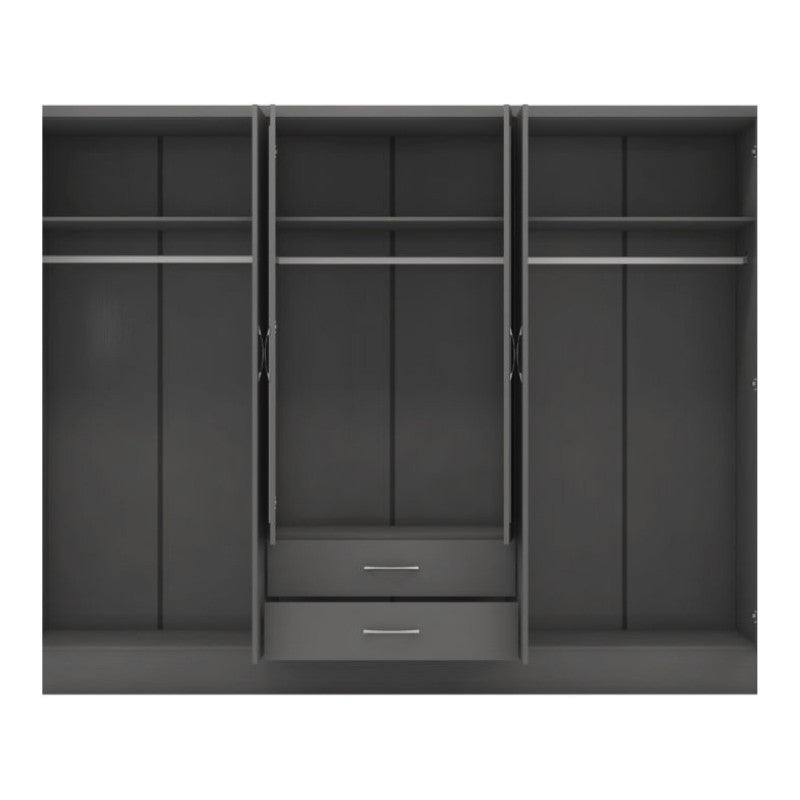 Nevada 6 Door 2 Drawer Mirrored Wardrobe - Furniture Network