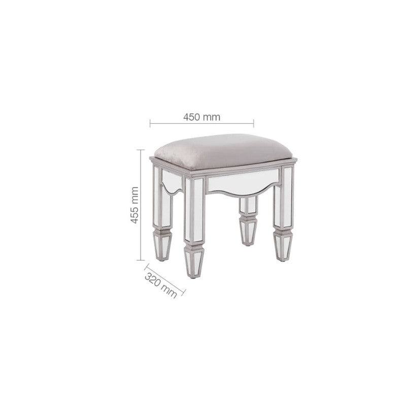 Elysee Mirrored Dressing Table Stool - Furniture Network