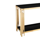 Cleveland Black or Grey Glass Gold Frame Hallway Console Table - Furniture Network