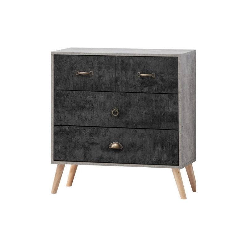 Nordic Style 2+2 Drawer Chest in Black - Furniture Network